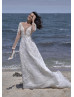 Ivory Lace Tulle V Back Charming Wedding Dress